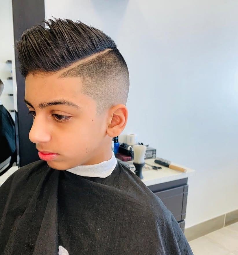 Kid's side-part fade haircut, side profile
